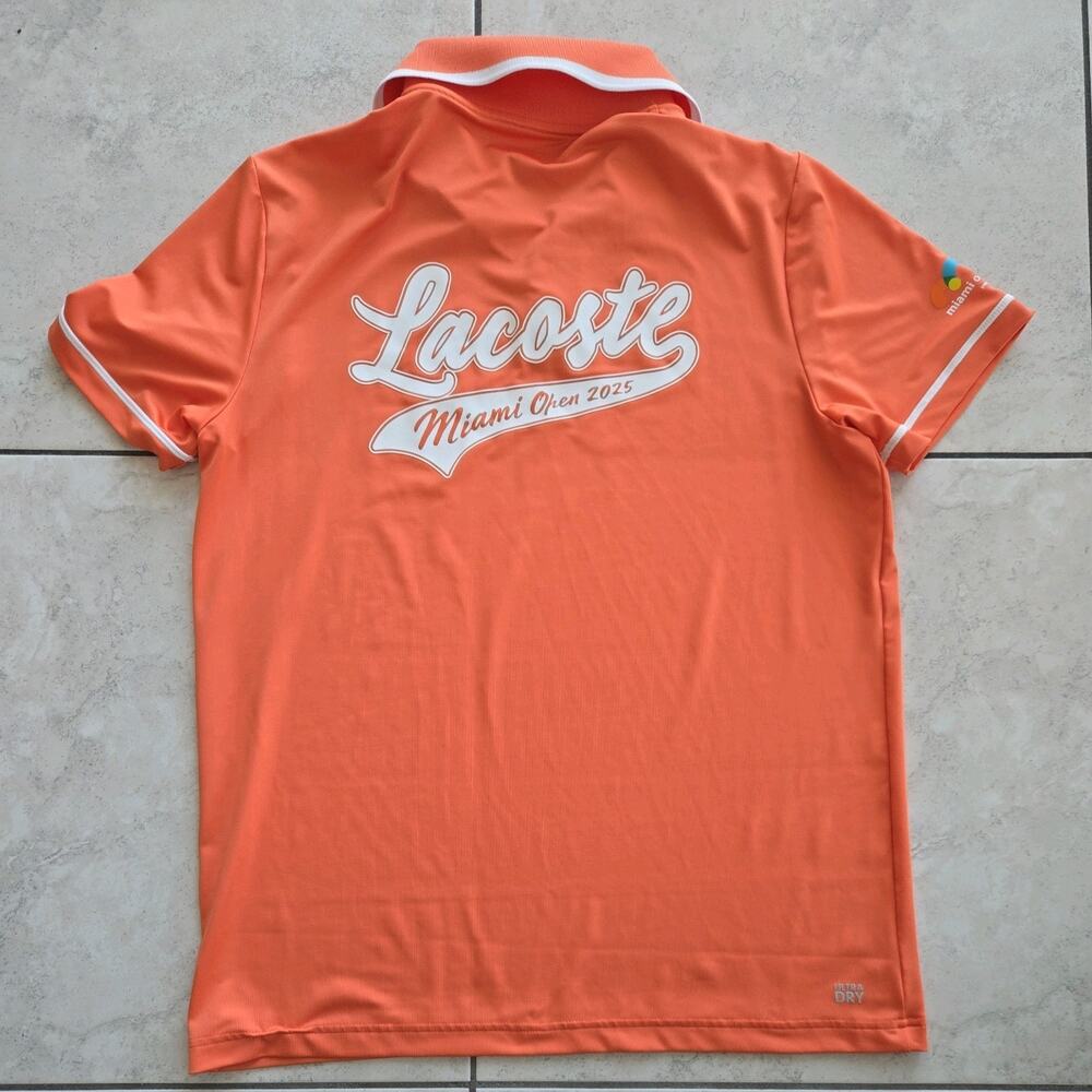 Lacoste Sport Miami Open 2025 Orange Polo Shirt Men's Size s Breathable